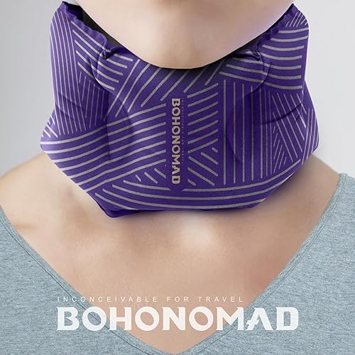 Vista 13 de Almohada inflable para el cuello para viajes, almohada ajustable de apoyo para el cuello para avión, coche, tren, autobús, oficina, hogar, almohada