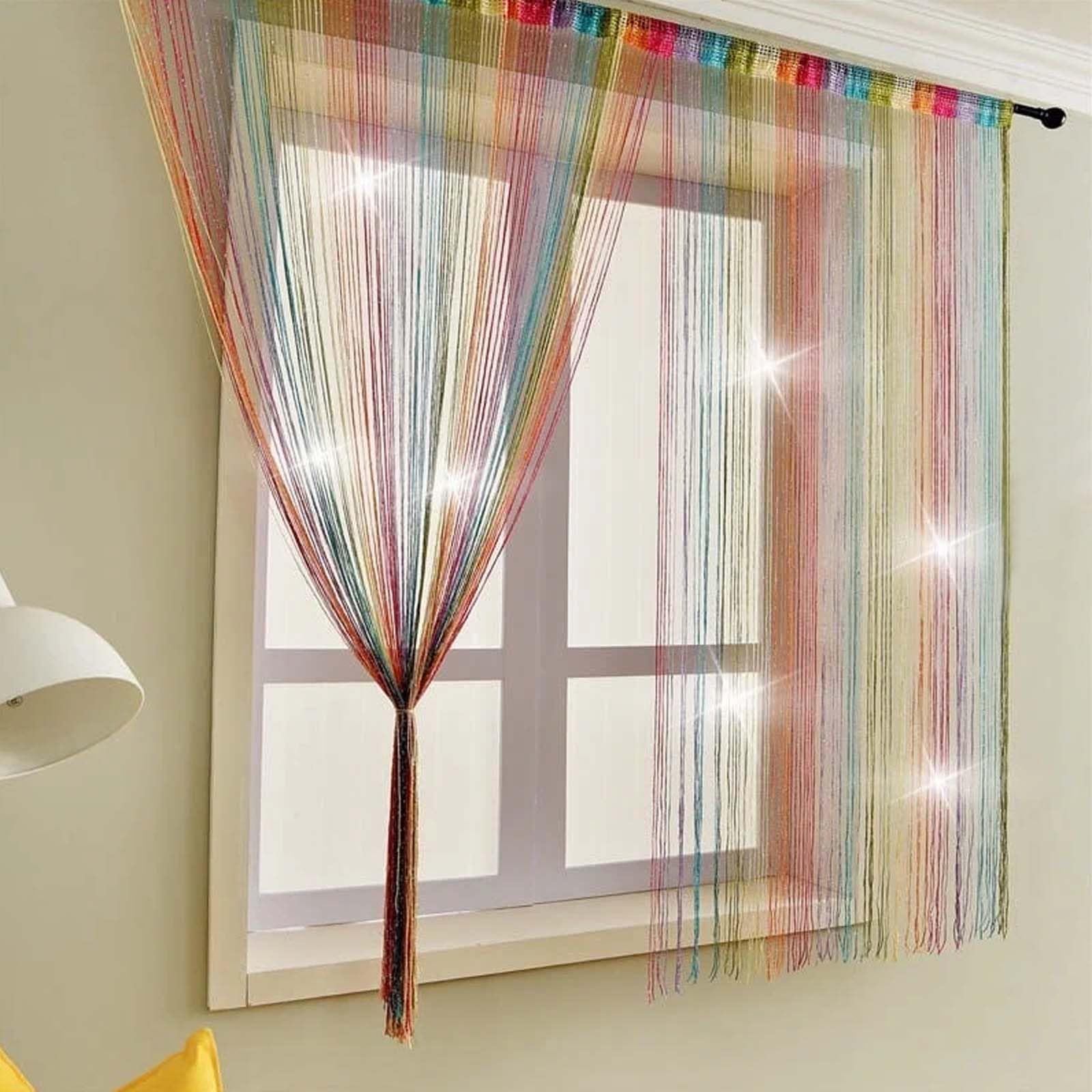 GBKDQQ Draadgordijn, 2 stuks, 100 x 200 cm, meerkleurig, vliegengordijn, terrasdeur, deurgordijn, vliegenbescherming, terrasdeur, ruimteverdeler, decoraties voor eetkamer, slaapkamer, bruiloft