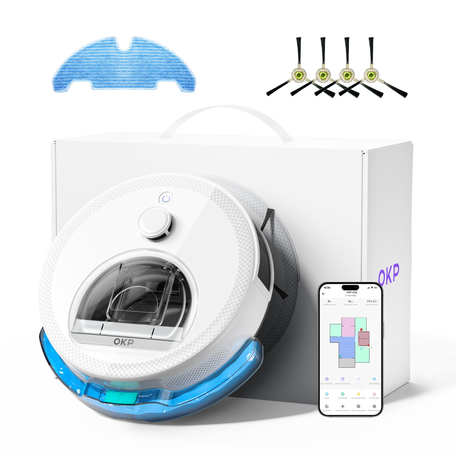 Amazon | OKP Life ロボット掃除機 L6 Aqua [2-in-1 吸引・水拭き両用