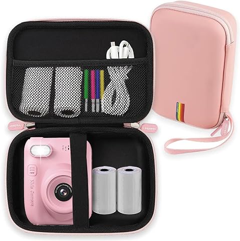 Leayjeen Funda Protectora para Cámara de Fotos Instantánea Infantil Compatible con Hangrui/Uleway/TOYOGO/Gofunly/Ushining y Papel de Impresión (Solo Funda) Rosa