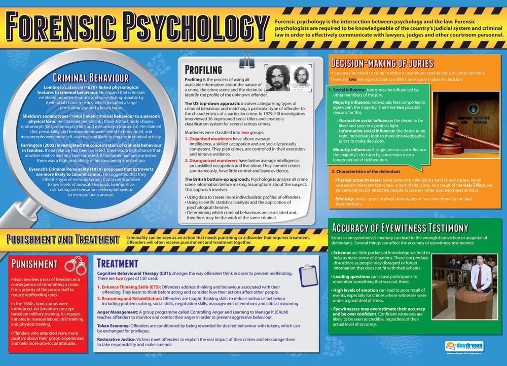 Forensic Psychology Classroom Poster - EXTRA LARGE 33" x 23.5" - Gloss Paper - Psychology Middle & High School Class Decoration - Wall Charts by Daydream Education.