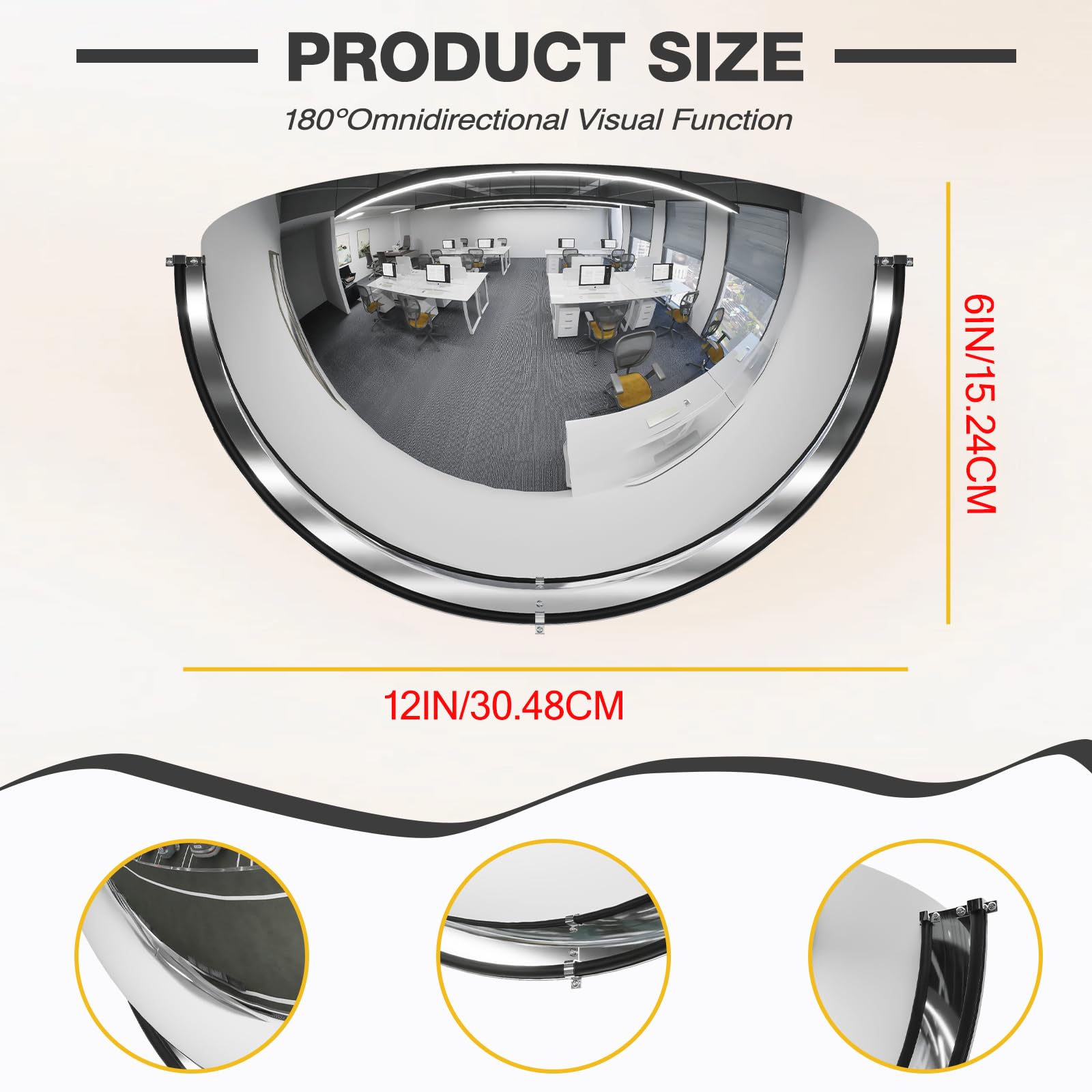 Photo 1 of WHXGG 2-Pack Acrylic Half Dome Corner Mirror, 12'' Diameter