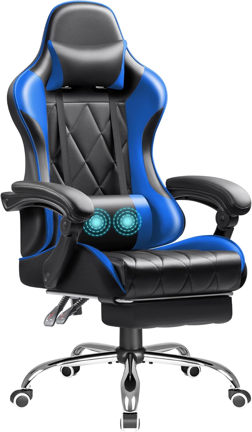 71NLEk7wLBL._AC_SL1500_ Shahoo Gaming Chair with Footrest and Massage Lumbar Support, Computer Game Chairs Ergonomic Office Seat Height Adjustable with Headrest, Blue