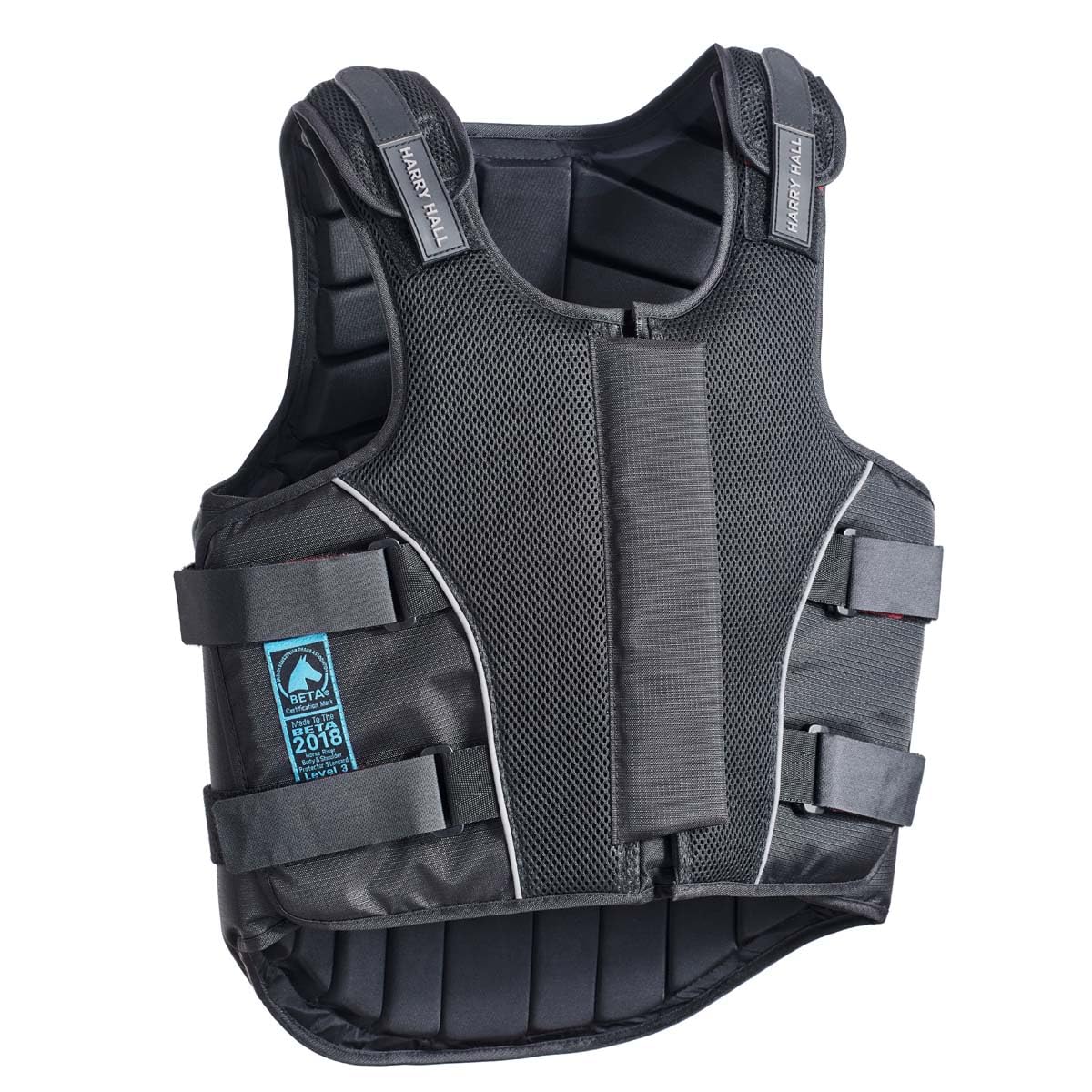Harry Hall Legend Kids Body Protector - Unisex, BETA 2018 Level 3 Certified - Lightweight & Adjustable with Shock-Absorbing Foam - Breathable Air Mesh, Reflective Piping - S - Black