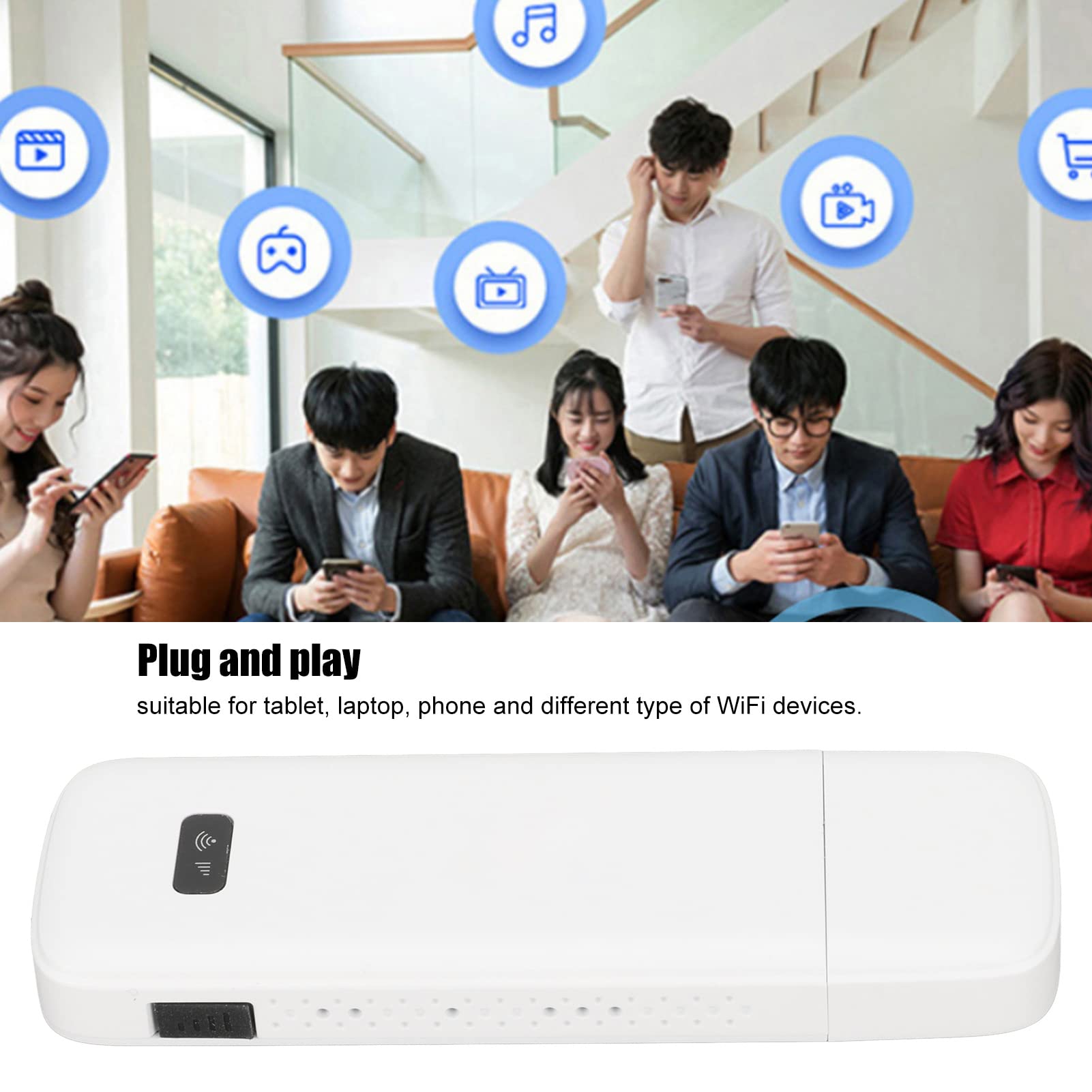 Modem Routeur 4G LTE débloqué, Routeur 4G LTE avec Emplacement pour Carte SIM, Routeur WiFi 4G Haute Vitesse jusqu'à 150 Mbps, jusqu'à 8 Appareils de Connexion WiFi, Mini Point