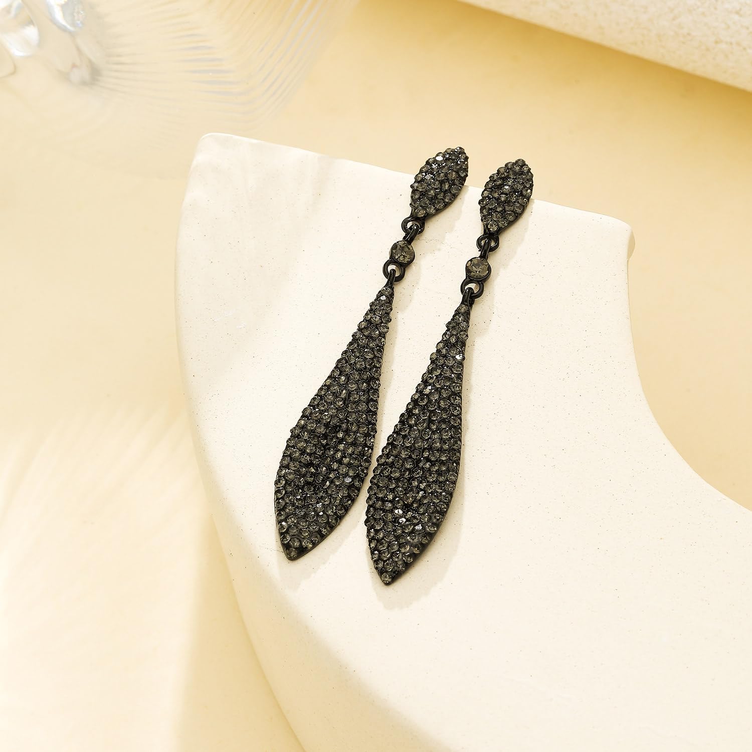 Rhinestone Statement Earrings Double Waterdrop Earrings Cluster Crystal Drop Dangle Earrings Prom Party Wedding Earrings for Women - Image 5