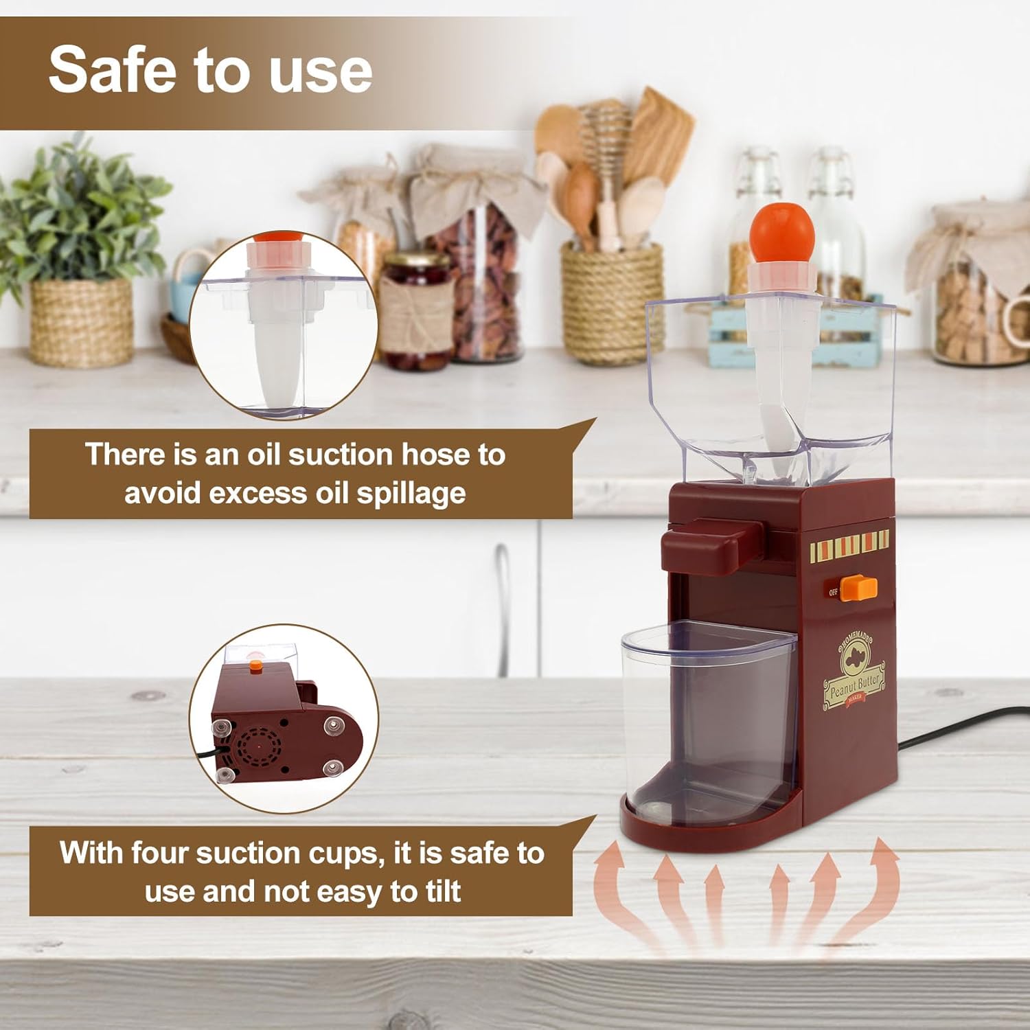 Peanut Butter Maker, Electric Peanut Grinder, Kitchens Butter Machine, Sauce Nut Grinder with Non Slip Rubber Base, Versatile Grain Grinders for Groundnut, Almond, Cashew Nut, Safe Easy to Clean