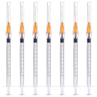 Syringes 1ml with 25 Gauge 1 Inch Needle Disposable Lab Syringe, 20 Pack