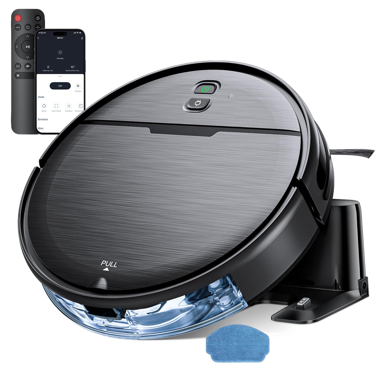 Photo 1 of Robot Vacuum and Mop Combo, 2300Pa Strong Suction, 2-in-1 Dust Box and Water Tank, Works with Alexa/Google Assistant, Long Runtime, Schedule, Quiet, Ideal for Hard Floors, Low-Pile Carpets and Pets