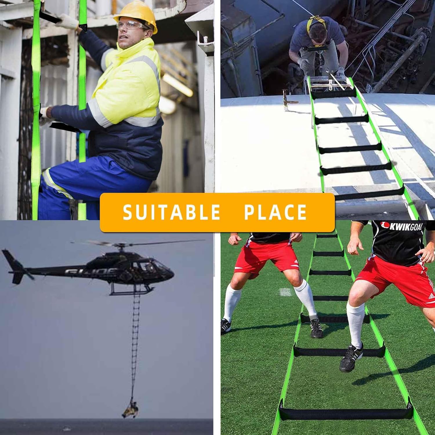 Emergency Fire Escape Ladder,Flame Resistant Safety Rope Ladder with Hooks 13FT/16FT/26FT/32FT/49FT,Fast to Deploy,Easy to Store Withstand Weight up to 1300 pounds (26FT)