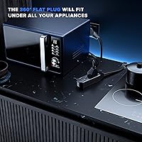 Vista 8 de Maximm Cable de extensión de enchufe plano giratorio de 360°, 0.3 m, 16 AWG, múltiple, extensión de salida, cable de conexión a tierra de 3 puntas