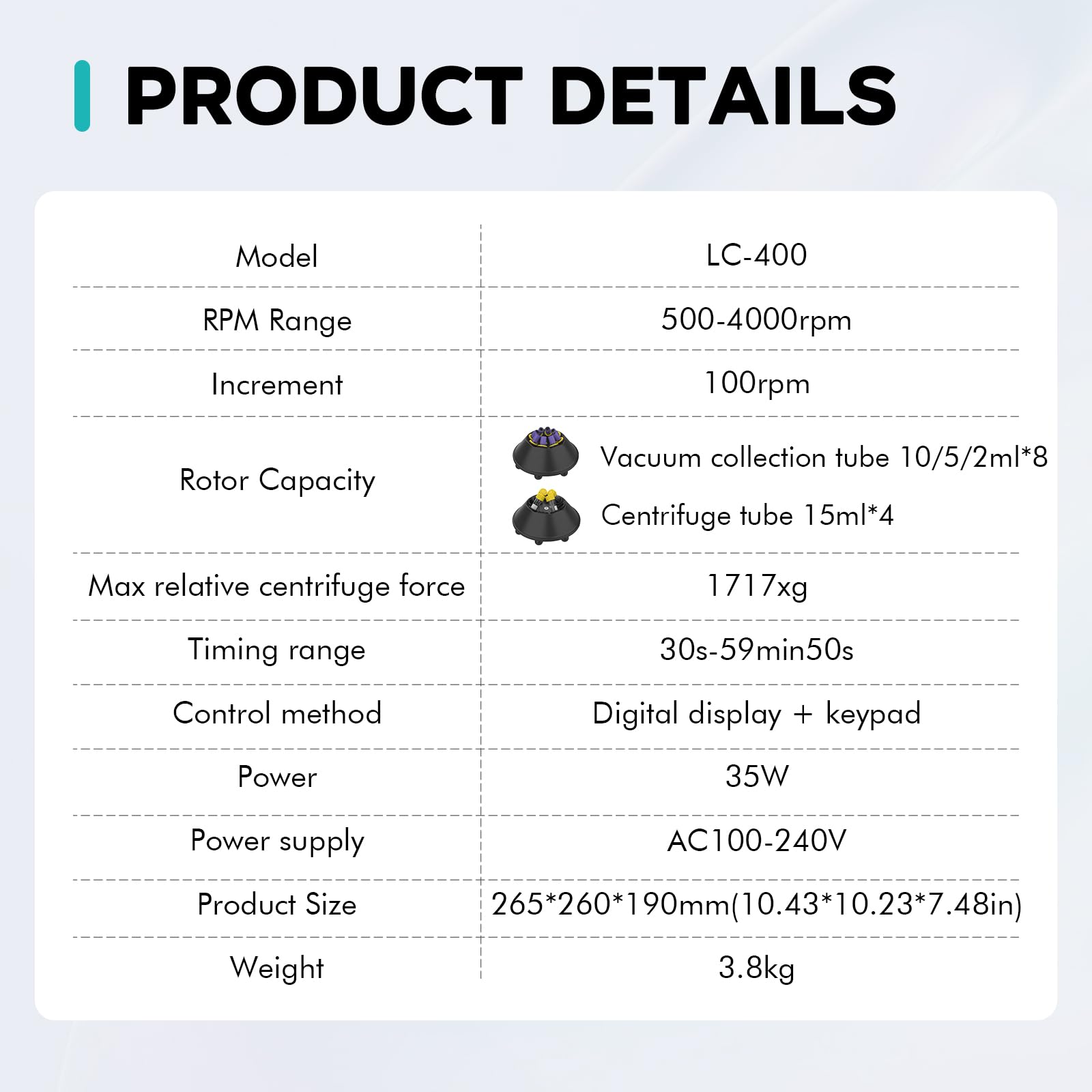 LAB FISH LC-400 PRP Centrifuge - Precise Speed Control -7