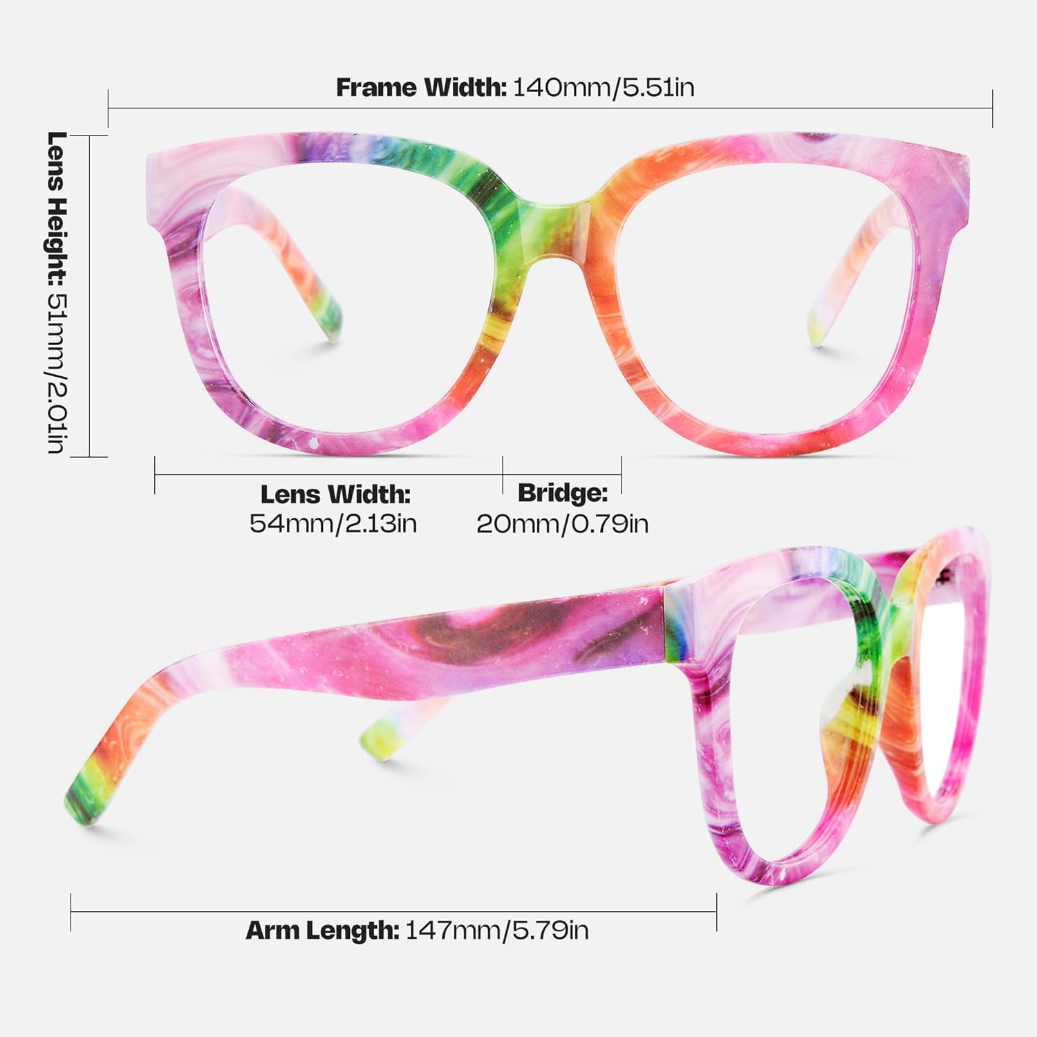 Zeelool Unisex Retro Oversized Square Blue Light Blocking Glasses Harrell ZOP049594 - Image 6