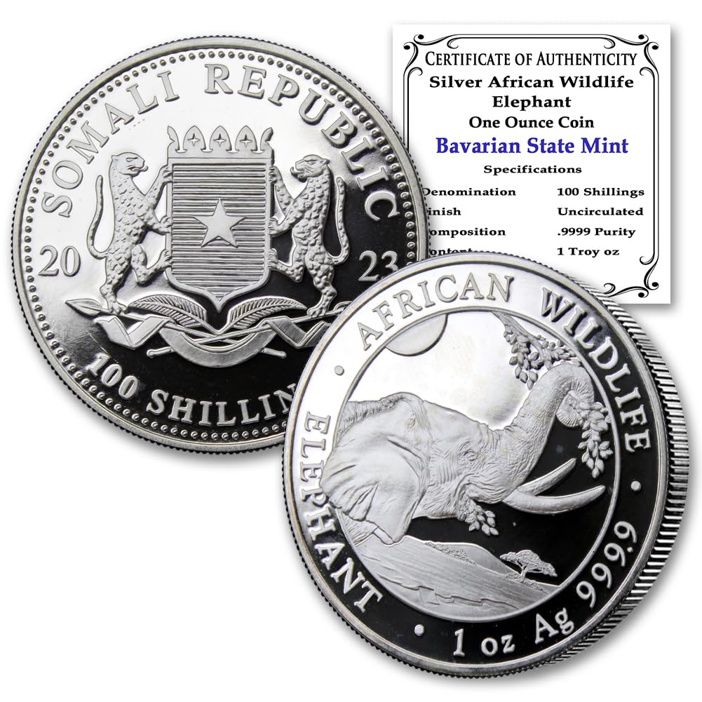 2023-1 oz Somalia African Wildlife Series: Silver Elephant Coin