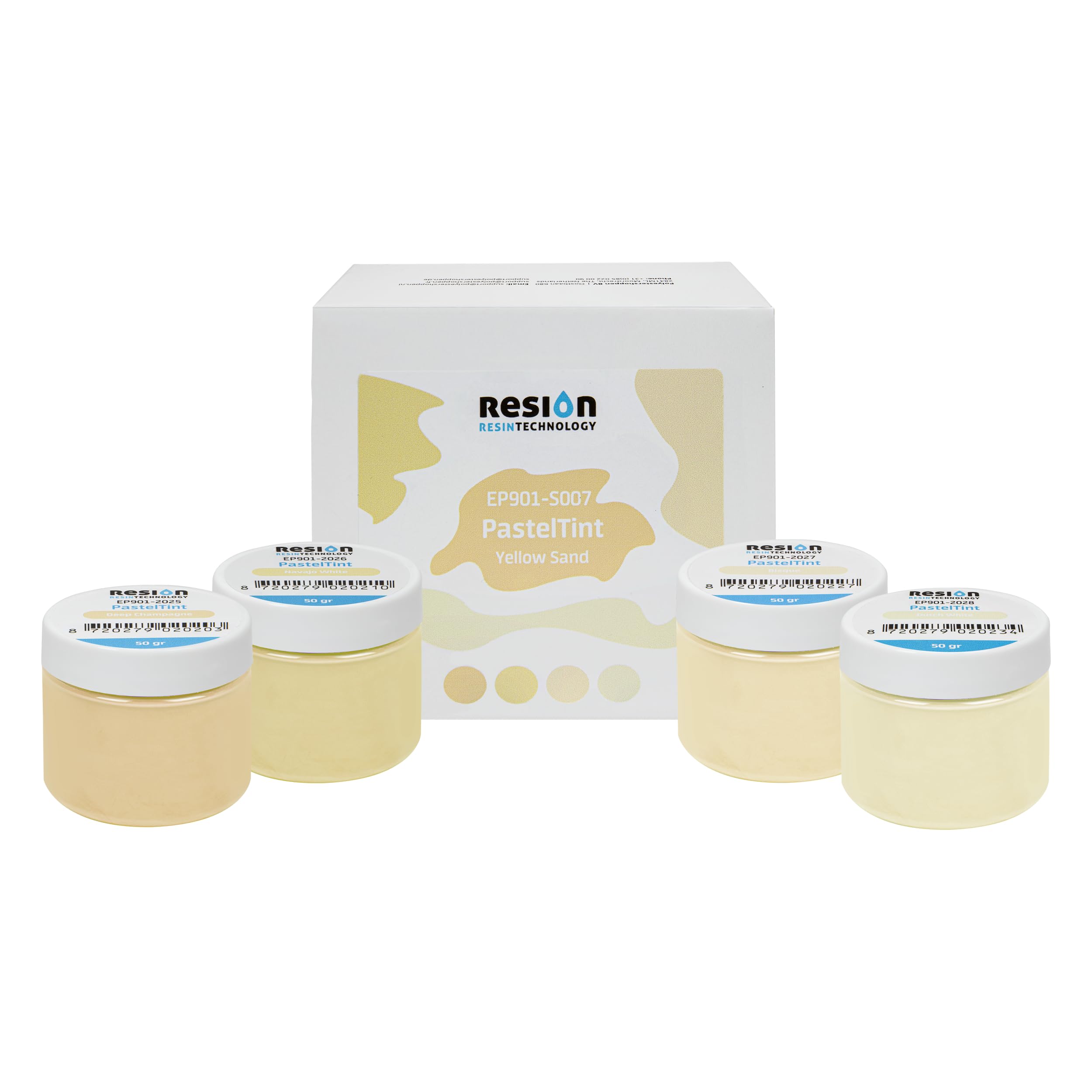Pâte pigmentée époxy sable jaune RESION Pastel S007 pour résine lot de 4 x 50 g