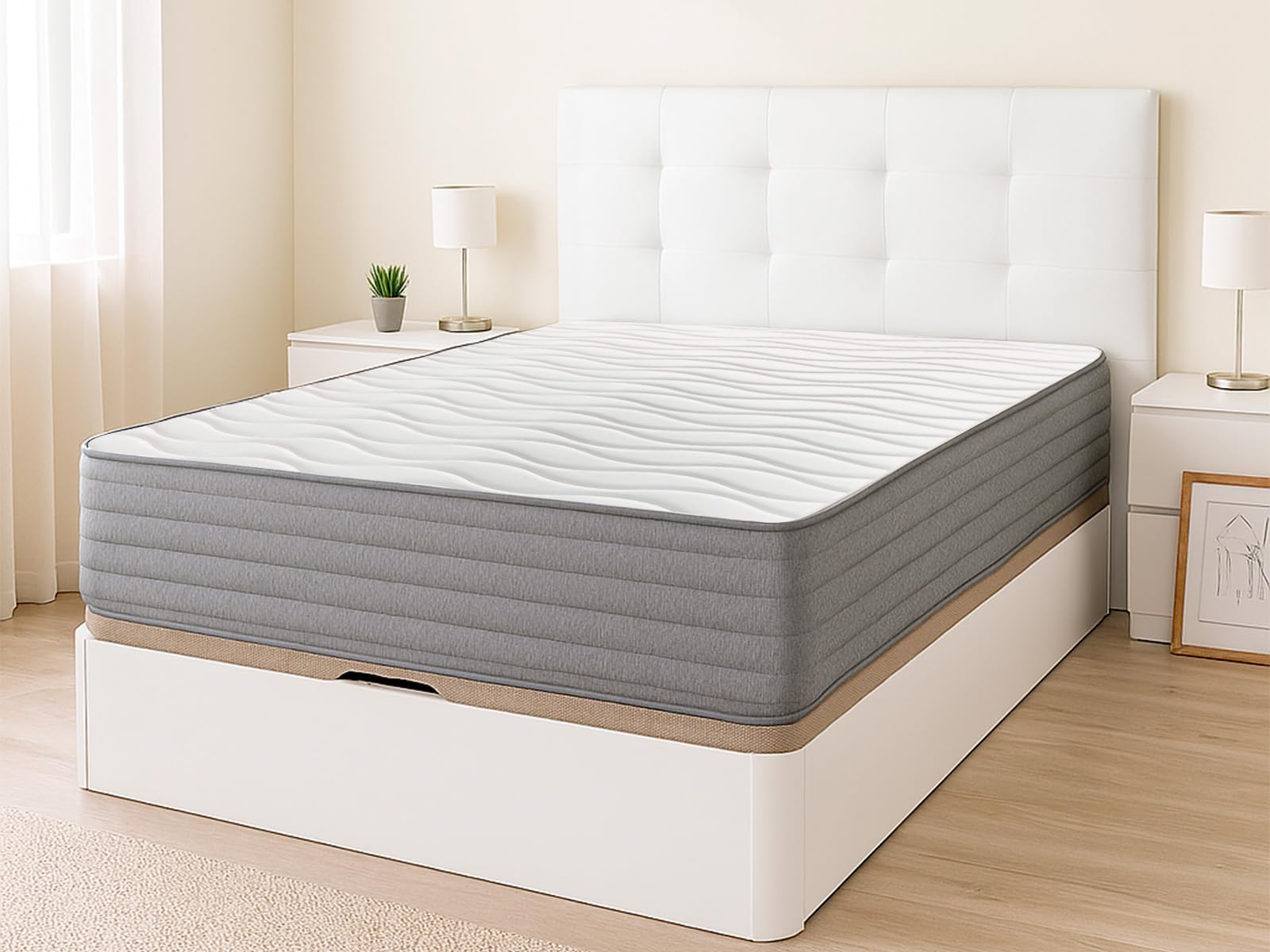 amuéblate online - Colchón 150 x 190 Viscoelástico Aris con Cara Invierno/Verano, Ergonómico, Confort y Dureza Óptimos, Higiénico y Transpirable, Grosor 25cm