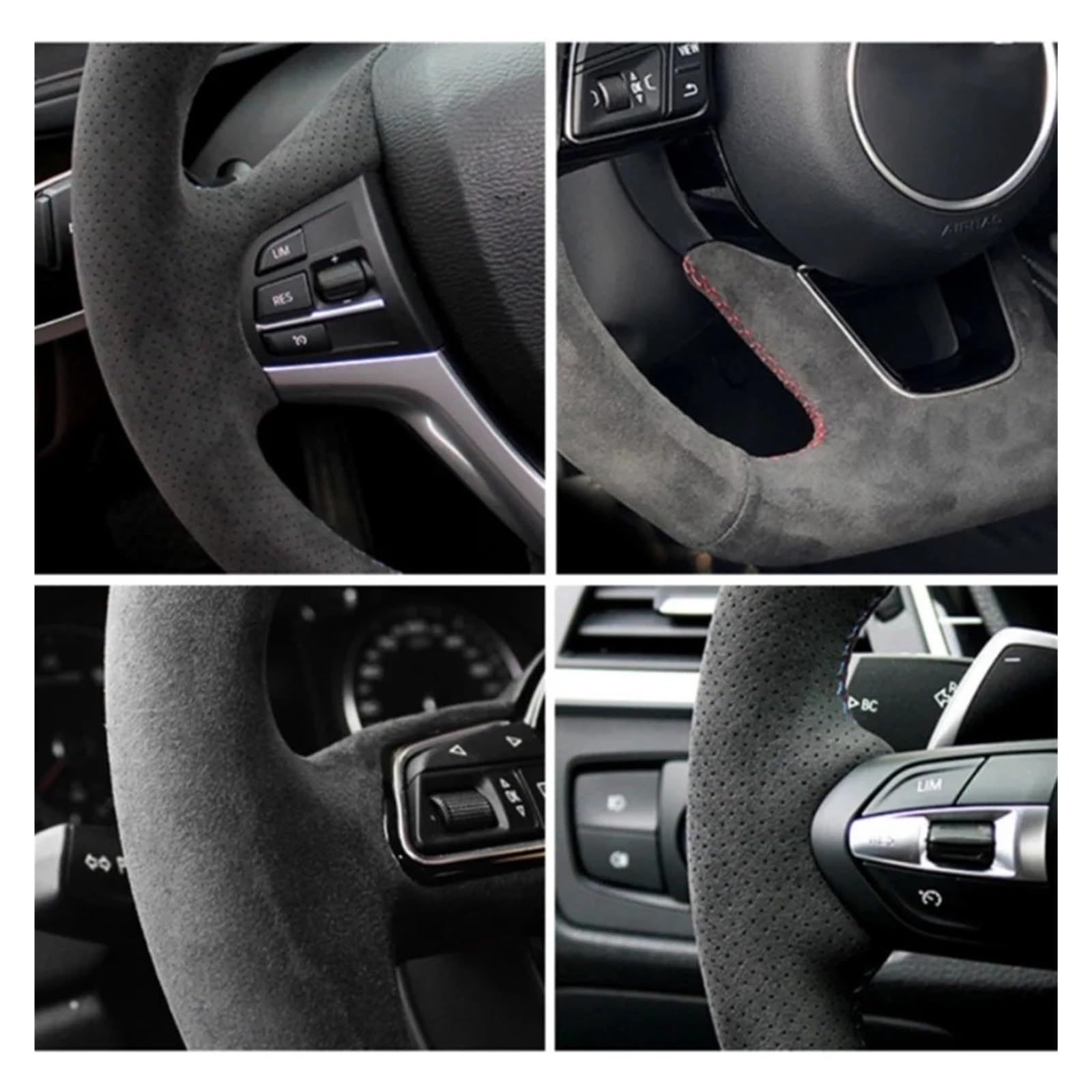Protector Cubierta Volante Funda de Volante de Cuero de Gamuza Cosida A Mano para Benz para W176 W246 para Clase A para Clase C W204 C117 C218 X218 W212 C207 A207(Yellow Thread)