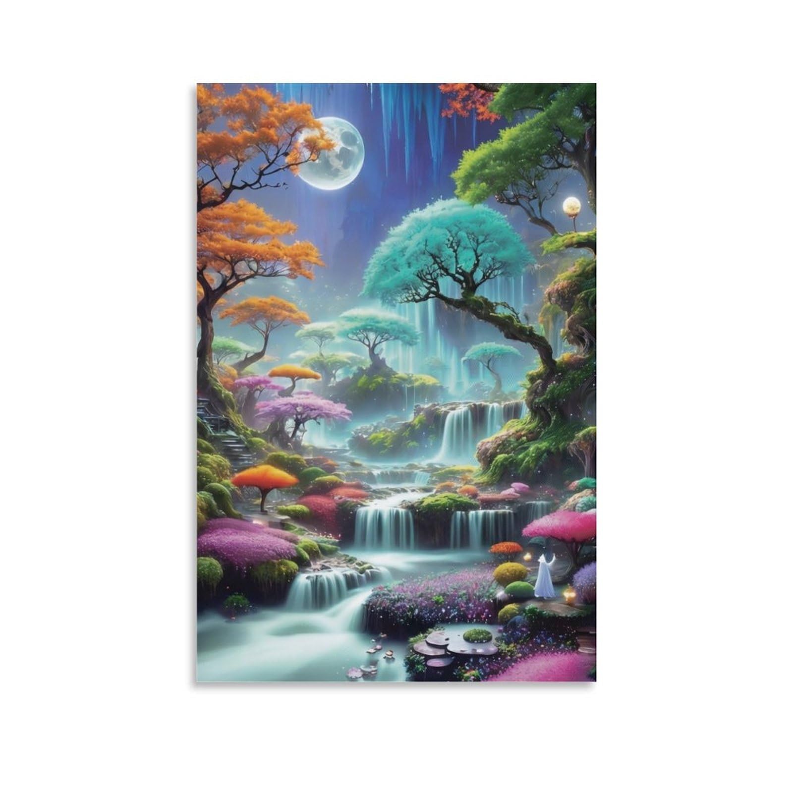 DHBANEIOK Fantasy Forest Landscape Poster Artwork Giclee Canvas Prints Modern Canvas Wall Art Picture Wall Hanging for Office Gym Living Room Decor 20x30inch(50x75cm)