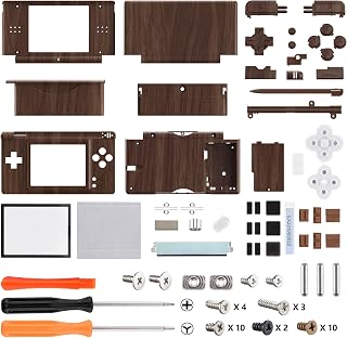 eXtremeRate ds liteに対応用組み立て式カスタムパターンデザイン交換シェル、交換ボタンも付き、ニンテンドーdsライトに対応用スクリーンレンズ【木目調】