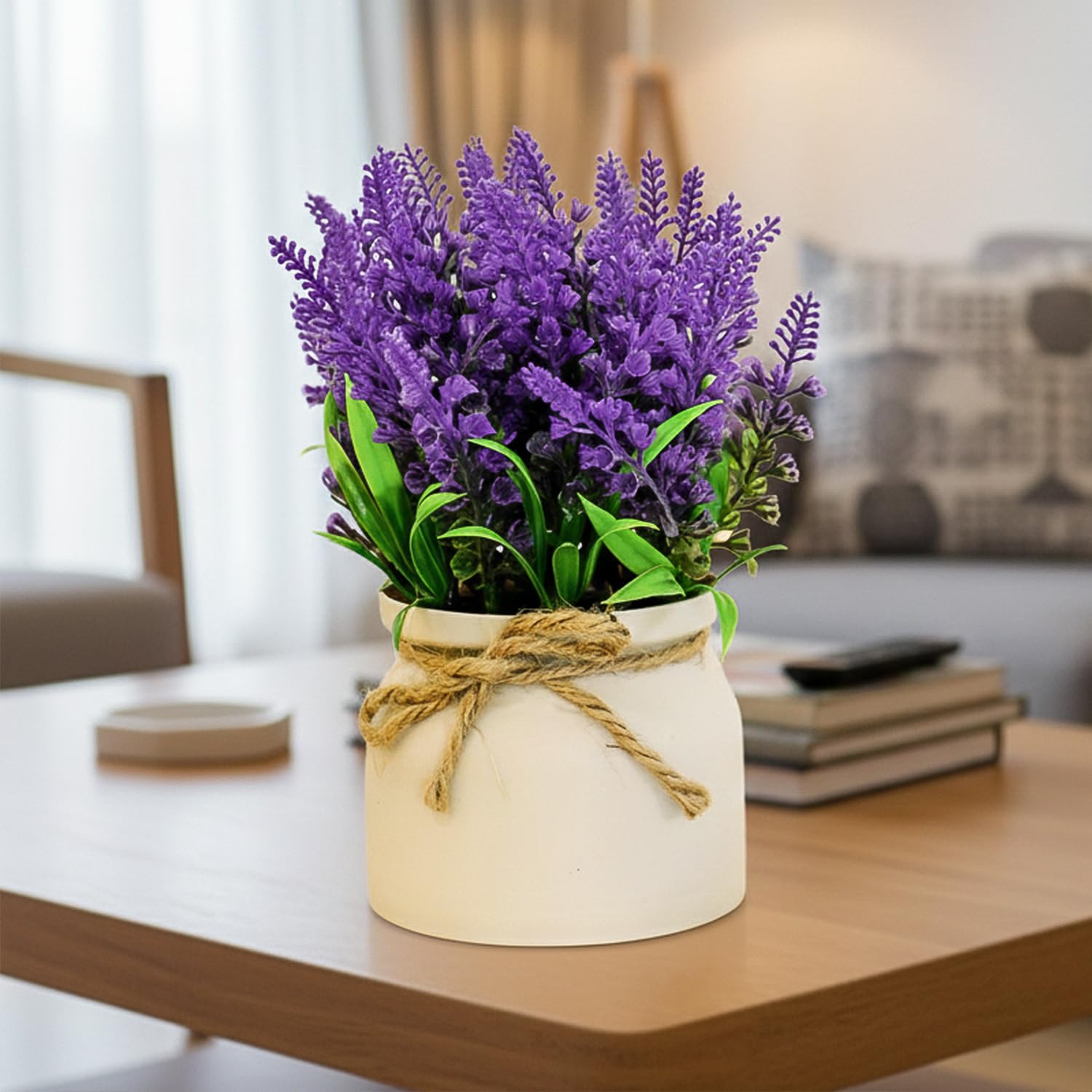 English Lavender Flower Vase with Artificial Flowers Plant | Small Flower Pots with Artificial Flowers for Home Decor Centre Table Pots Showpiece Living Room Office Wedding Birthday & Gift-image-22