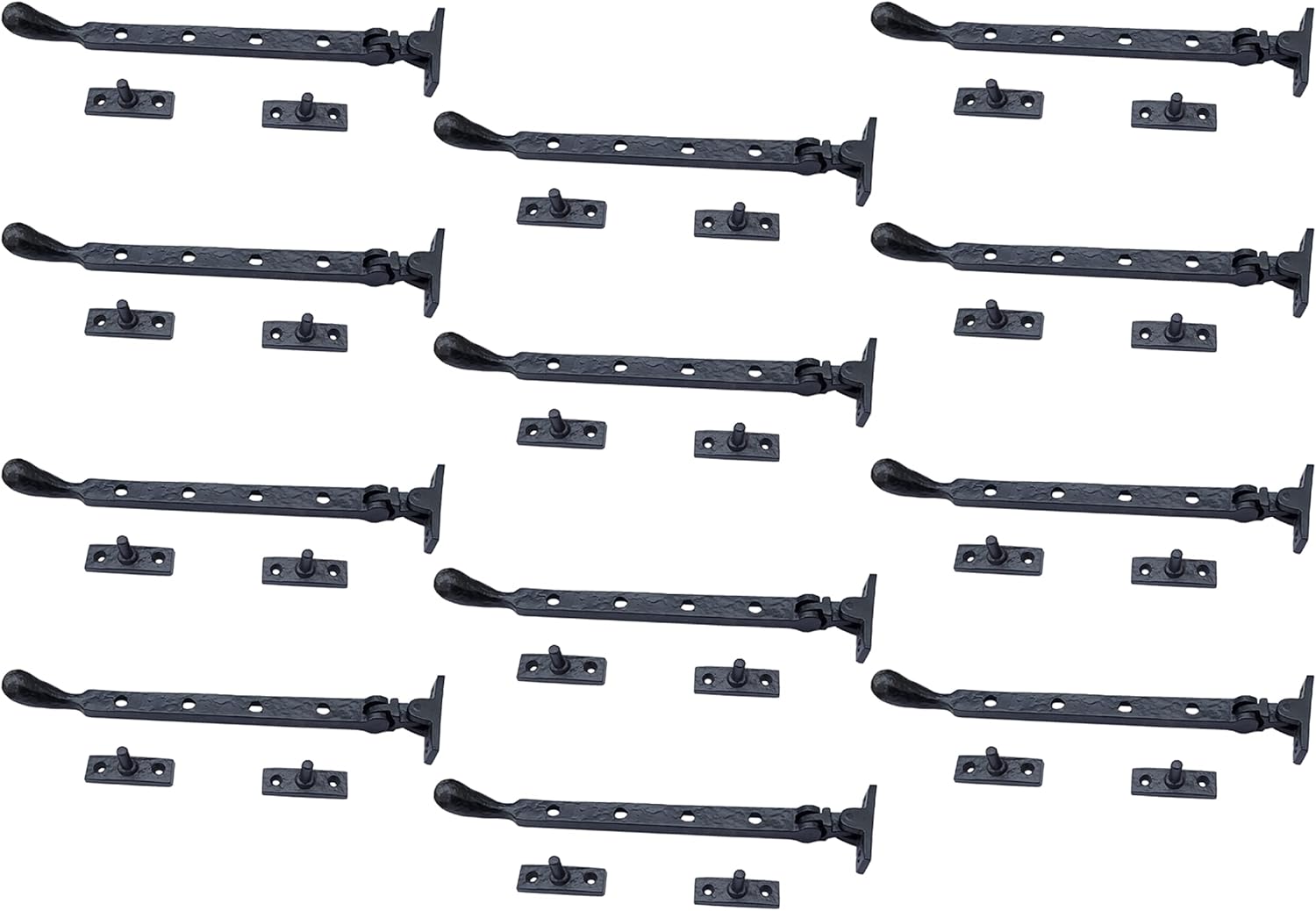 Adonai Hardware 12.5 Inch "Lachish" Black Antique Cast Iron Window Casement Stay (Supplied as 2 Pieces per Pack) - Matte Black Powder Coated