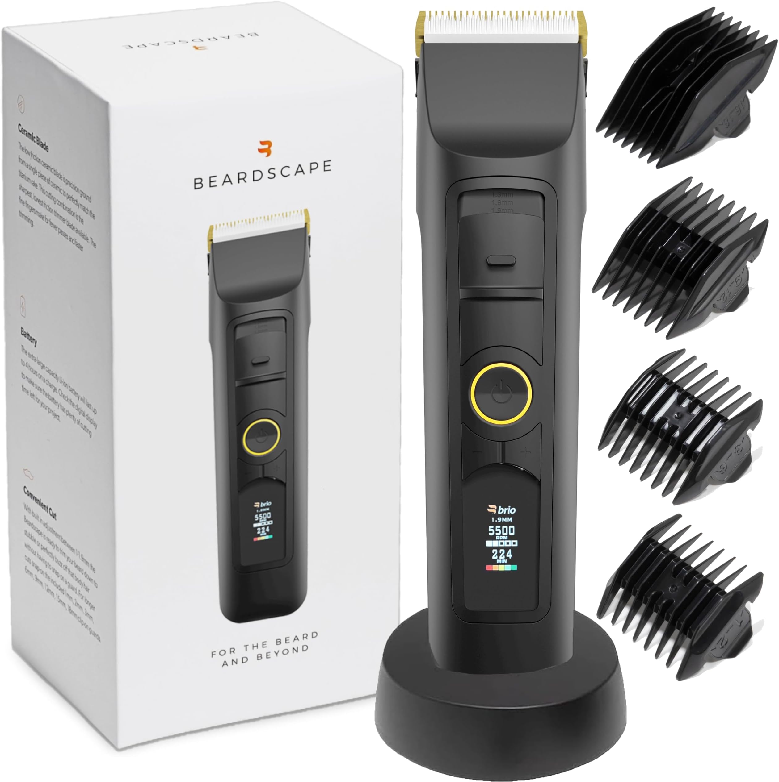Beardscape V2 Beard Trimmer for Men Professional with Low Friction Ceramic Blade, Cordless Professional Hair Trimmer for Barbers with 4 Hrs of Long Battery Timing, Ideal for Beard & Body (Black)