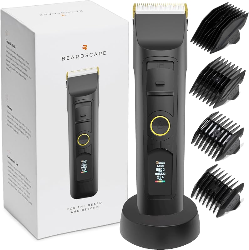 Beardscape V2 Cordless Beard Trimmer for Men with Ceramic Blade, Black | Beard Trimmer, interchangeable guards, Low-Friction, Precision Grooming for Beard & Body 4-Hour Battery Time