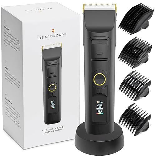Brio Beardscape V2 Beard Trimmer for Men Professional with Low Friction Ceramic Blade, Cordless Professional Hair Trimmer for Barbers with 4 Hrs of Long Battery Timing, Ideal for Beard & Body (Black) - V2 Black
