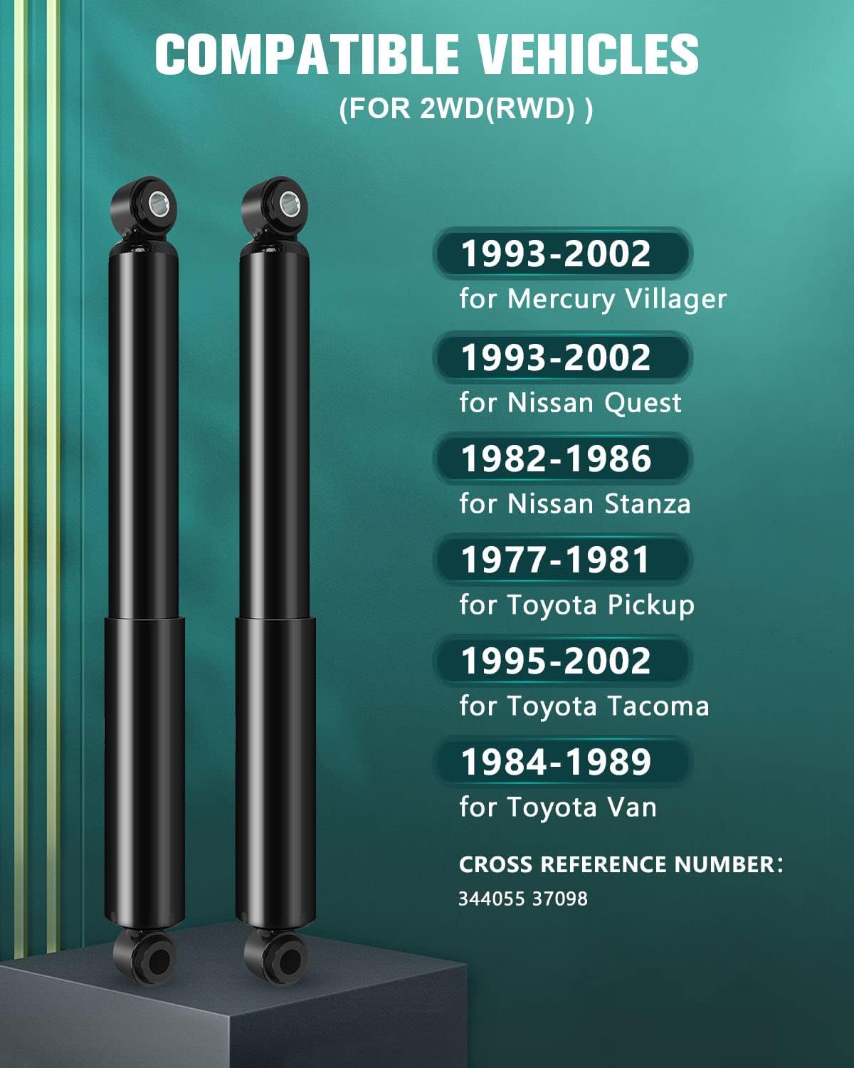 Shocks Kit,AUTOMUTO 2x Rear Shocks Absorbers for Nissan Fits 1993 1994 1995 96 97 98 99 00 01 02 for Nissan Quest/for Mercury Villager,95 96 97 98 99 00 01 02 for Toyota Tacoma 37098 Gas Struts
