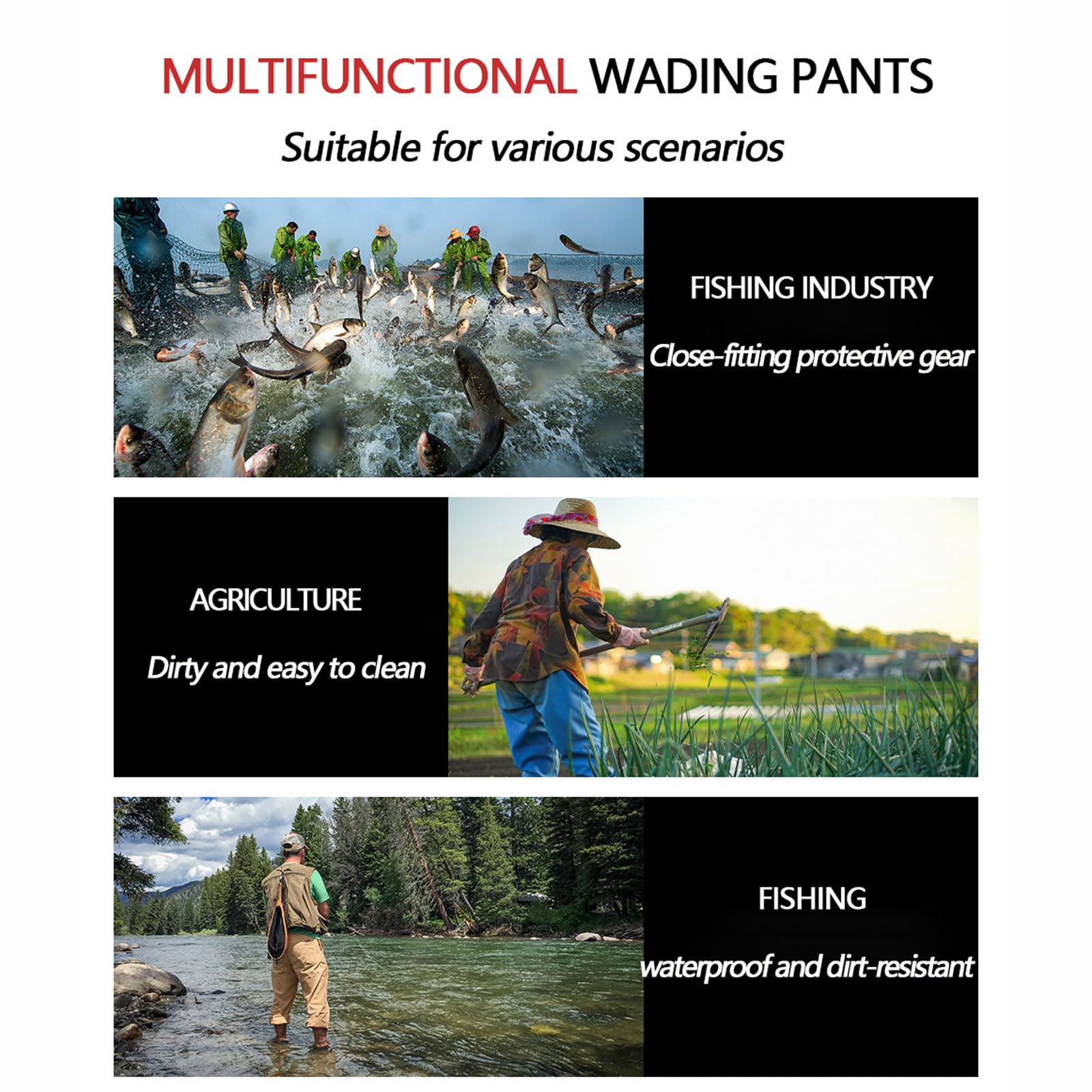 Vadeadores de Pesca para Hombres PVC Vadeadores de Pesca con Botas de Antideslizante para un Agarre máximo Bolsa Impermeable Totalmente sellada para Caza y Pesca Tallas 36-47