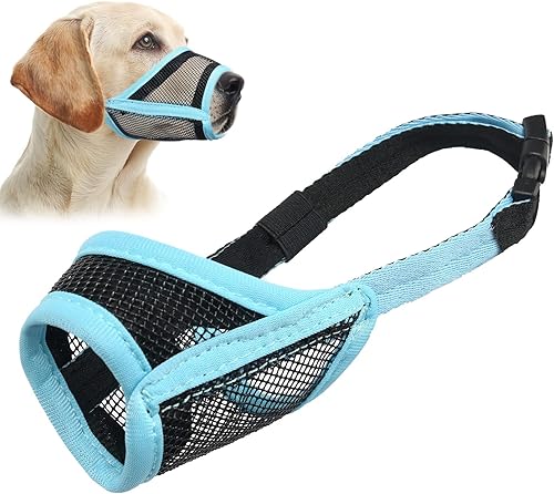 Bozal para perro, bozal de malla para perros pequeños, medianos y grandes, bozal suave para evitar que muerdan, bozal ajustable y transpirable para
