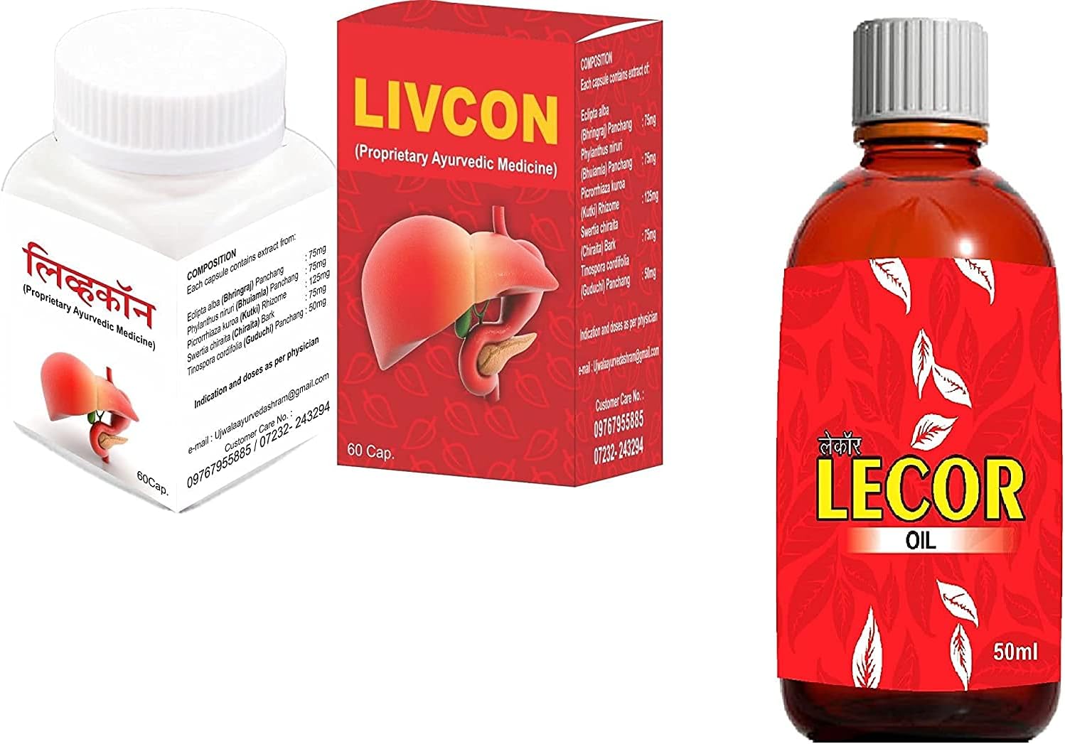 Shivay Ujwala Ayurvedashram LECOR OIL-50ml + Livcon Capsule 60 Cap