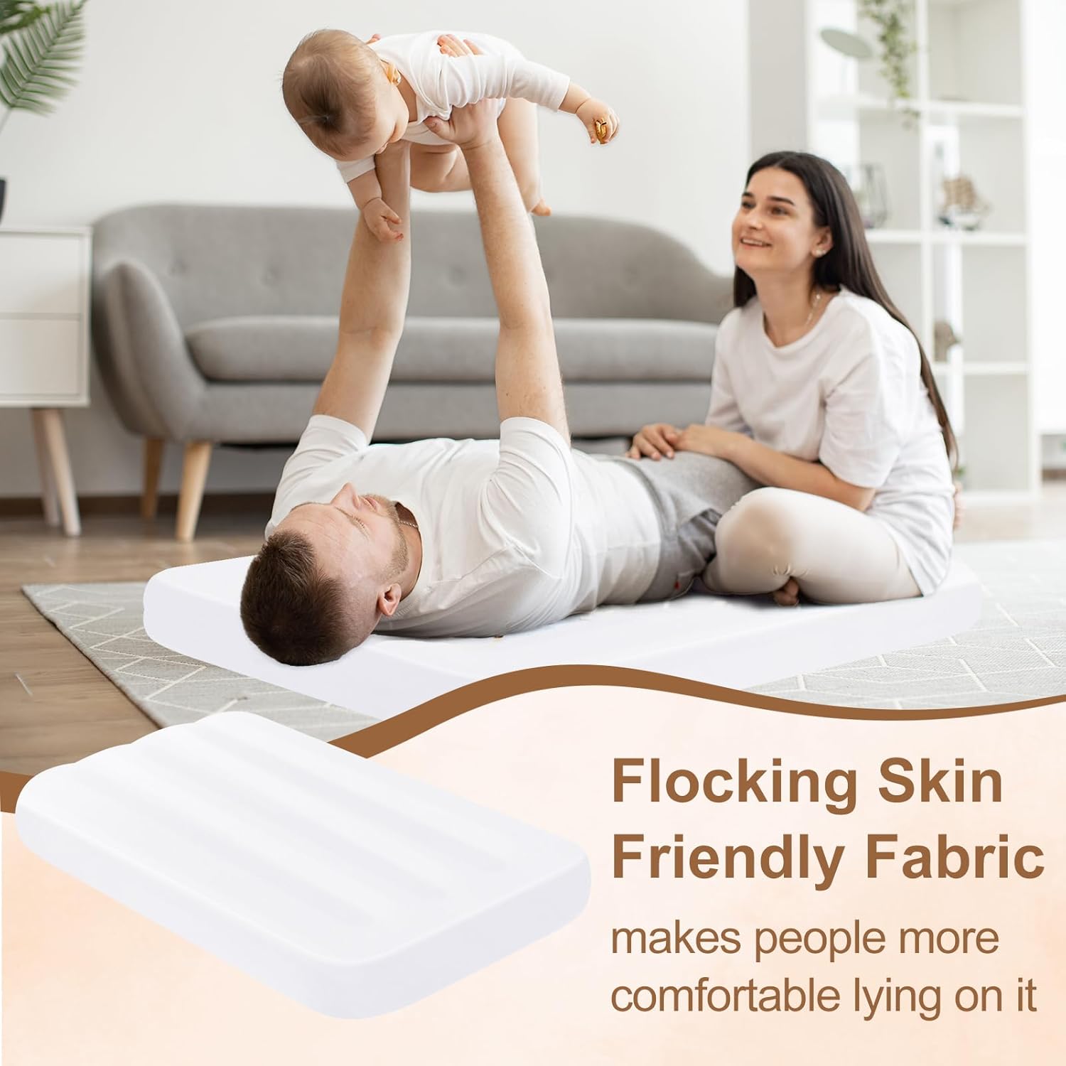 PLULON Kids Air Mattress with White Fitted Sheets, Inflatable Bed 63×28×8 inches Airbed Inflatable Mattress Sheet for Kids Sleepover Tent Slumber Party Camping Sleeping Pad Teepee Tent Air Mattress
