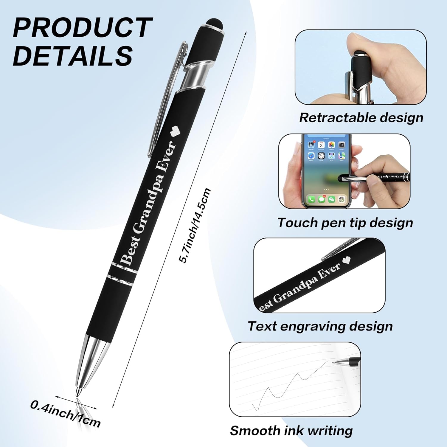 Grandpa Gifts Fathers Day Stocking Stuffers Christmas Gifts Retirement Birthday Valentines Day Thanksgiving Day Thank You Halloween Easter Gift Ball Point Pens Present for Best Grandpa Ever Gift - Image 2