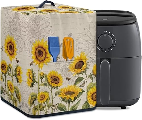 Funda para freidora de aire, funda para electrodomésticos de cocina con asa superior y bolsillos para accesorios, resistente a las manchas, lavable,