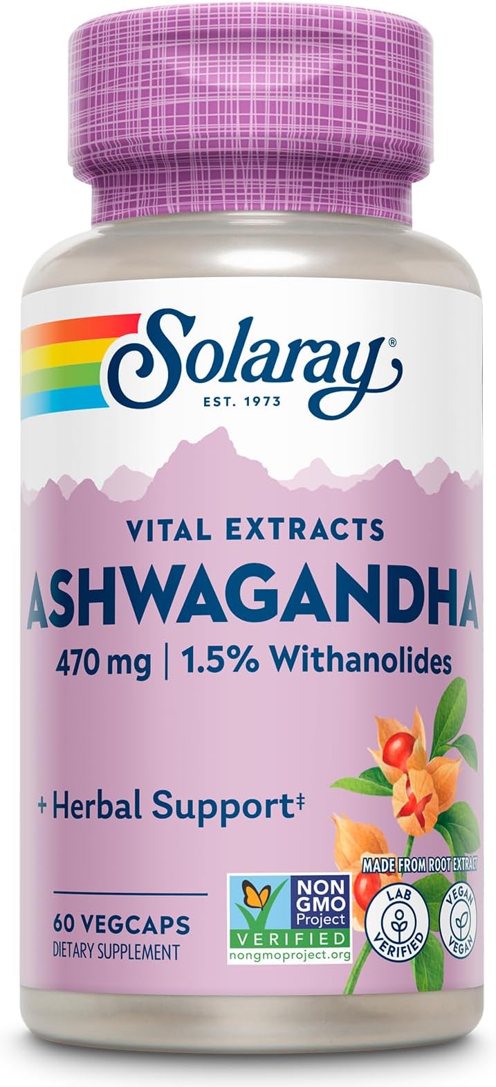 Solaray Ashwagandha, 470Mg, 60 Vegetarian Capsules
