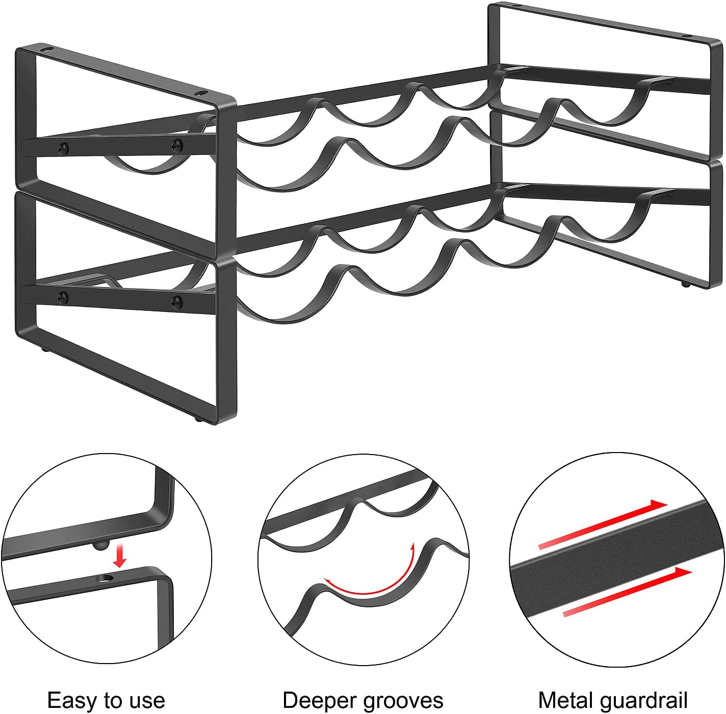2 Tier Wine Rack,Tabletop Stackable Wine Rack Freestanding Wine Racks Countertop for Kitchen Pantry Cabinet for Kitchen, Bar, Pantry, Wine Cellar, Basement, Countertop, Cabinet - Image 8