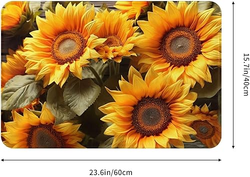 Miniatura 5 de Tapete de bienvenida duradero con estampado de girasoles y plantas, para interiores y exteriores, absorbente, resistente a la suciedad y la entrada,