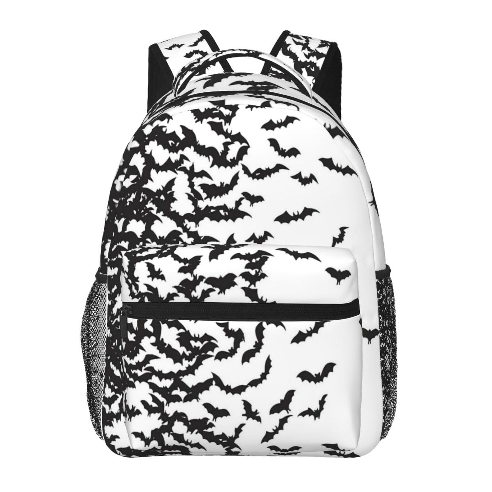 PRyLqKS Gothic Goth Horror Backpack,Fashion Bat Pattern Daypack Computer Backpacks Bookbag for Men Women