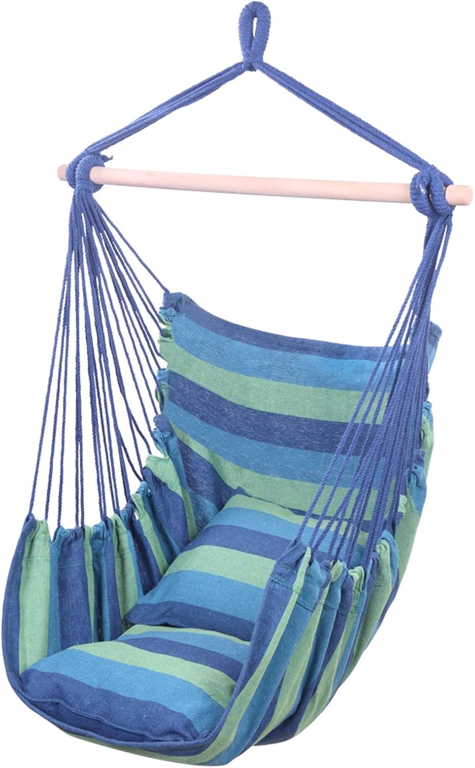 Pillow Tassel Hanging Chair with Cushions, Beige Hammock/Sky Swing Perfect for Indoor Outdoor Bedroom Garden Yard Patio Porch (Blue)