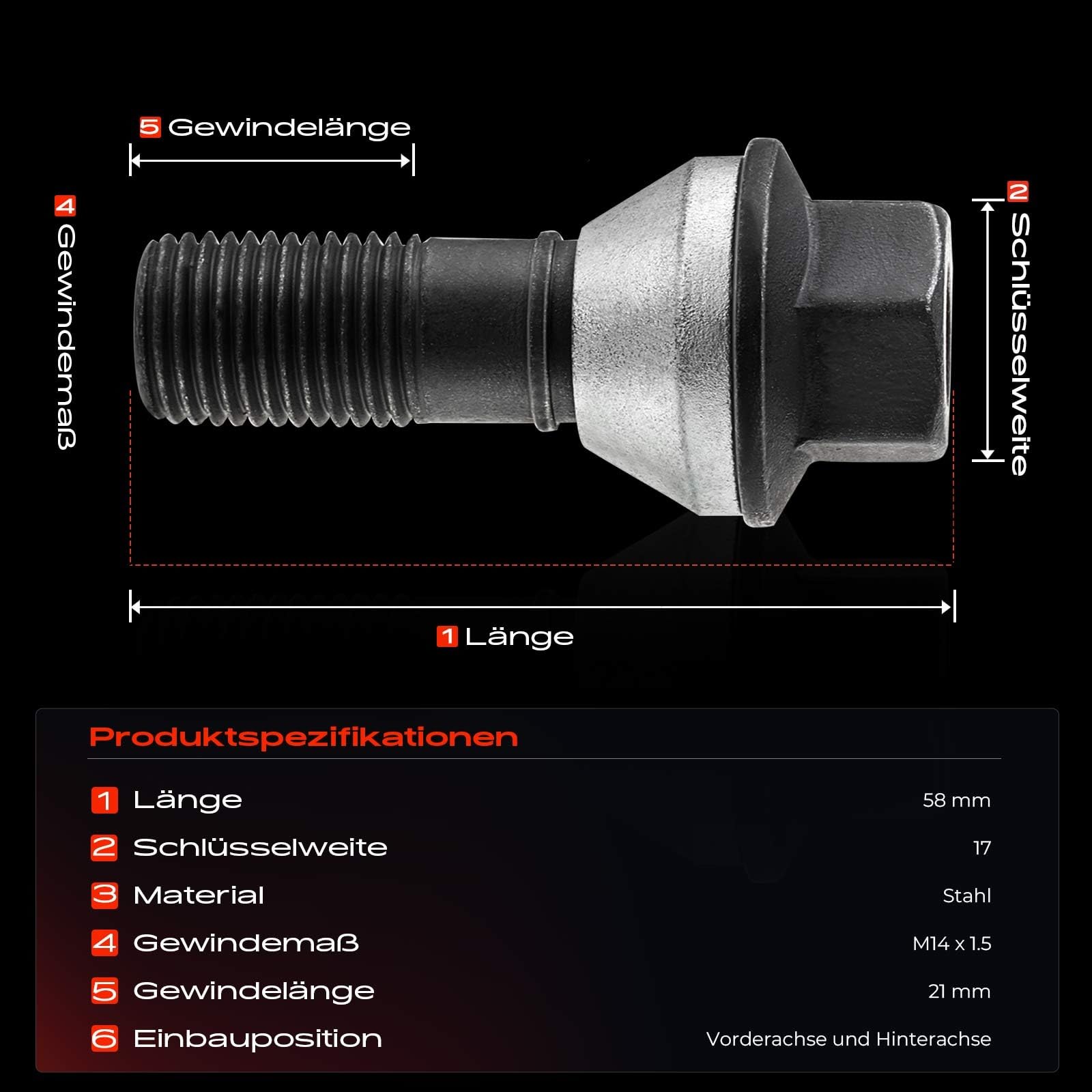 Frankberg 20x Radbolzen Radschraube 36136781153 | Kompatibel mit X5 F15 F85, 7er E65 E66 E67, X6 F16 F86, X5 E53
