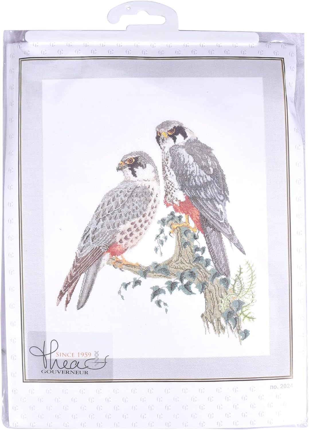Thea Gouverneur - Counted Cross Stitch Kit - Falcons - Aida - 16 Count - Embroidery Kit for Adults - DMC Embroidery Threads and Other Cross Stitch Supplies Included - 2024A