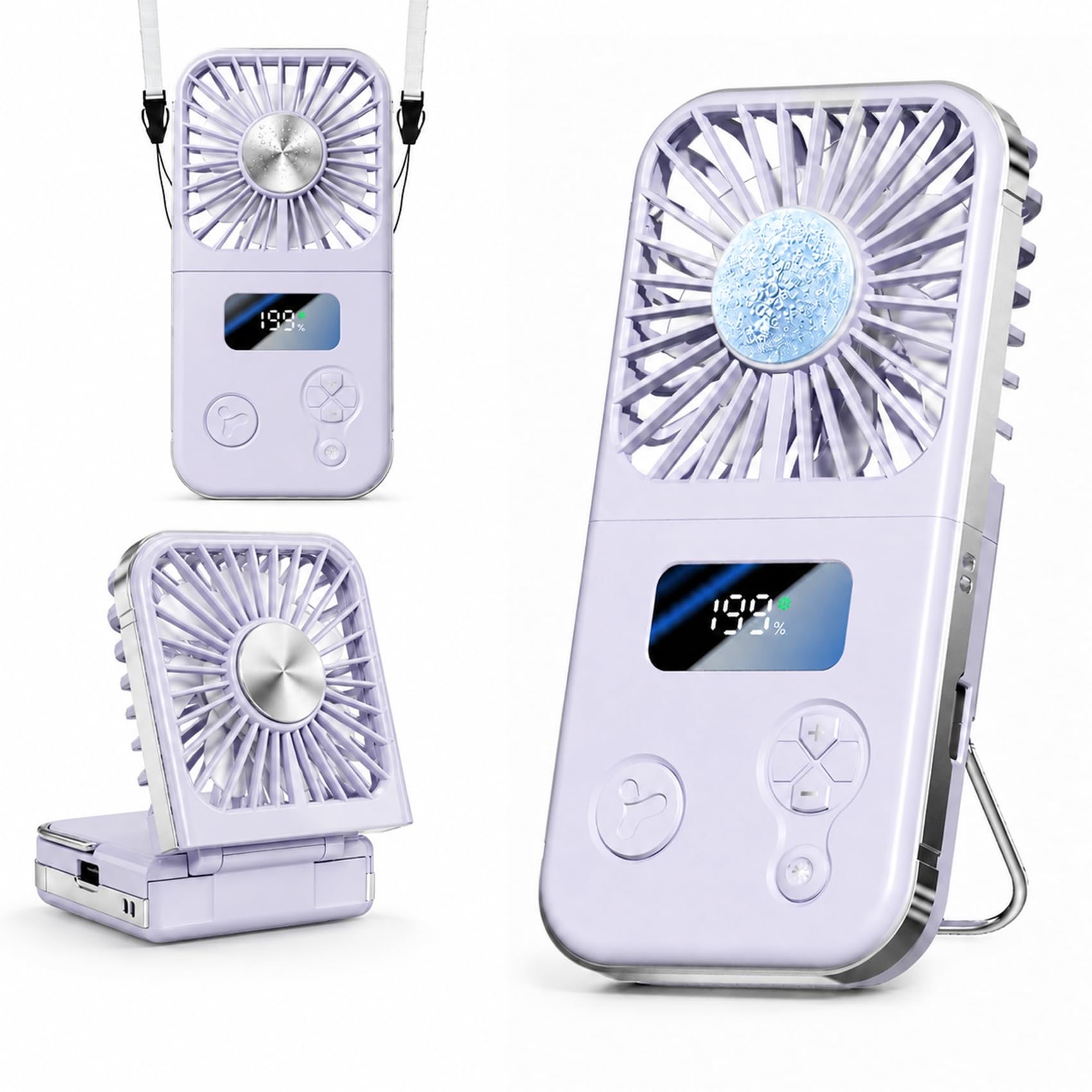 Handheld Fan Rechargeable, Portable Mini Fan with Ice Cooling Plate, 199 Speeds Foldable Hand Held Fan