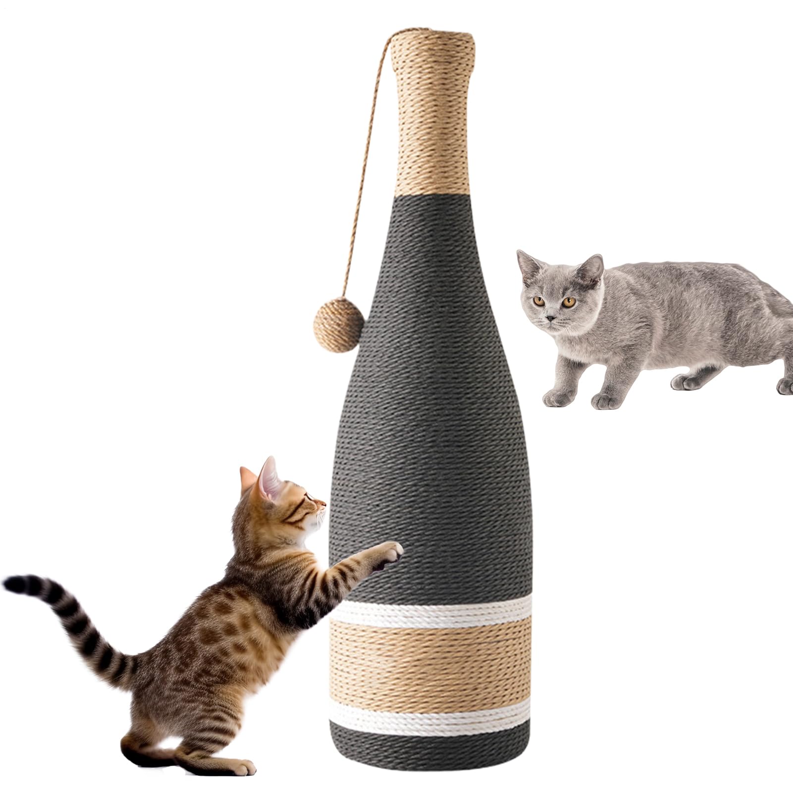 Griffoir pour chats d'intérieur – Bouteille de vin naturelle accessoire vertical avec balle – griffoir pour chat, pour entraînement physique, simulation mentale, escalade, intérieur ou extérieur, jeu