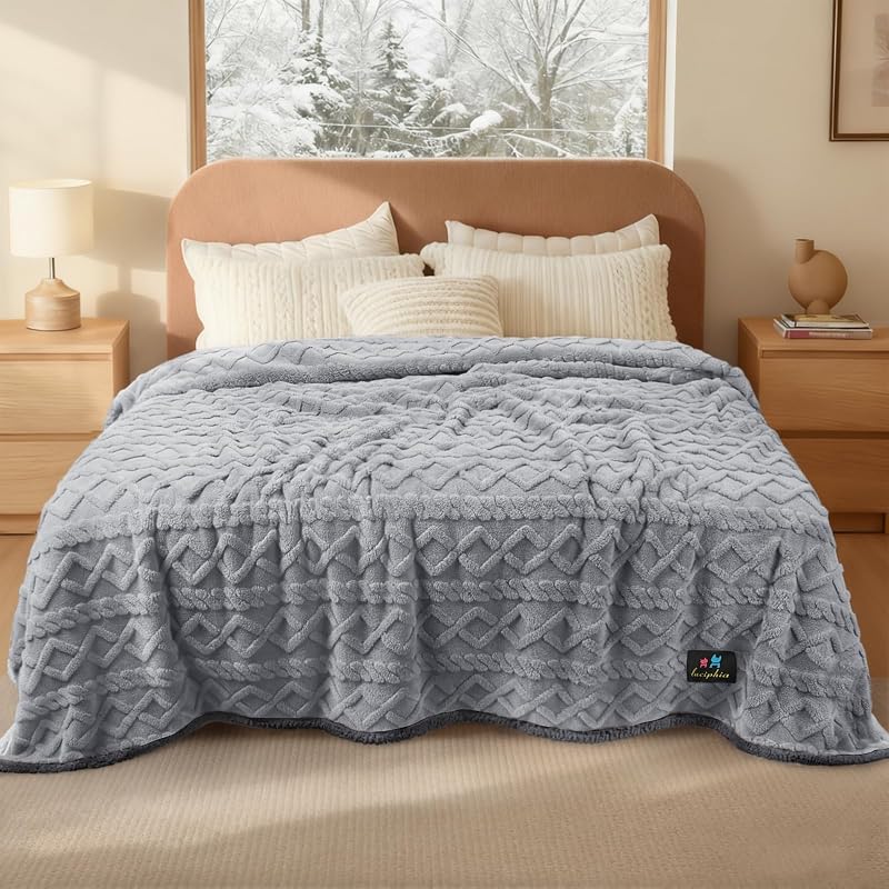 Manta impermeável para cães e gatos com fleece e sherpa, Queen Size, Luciphia