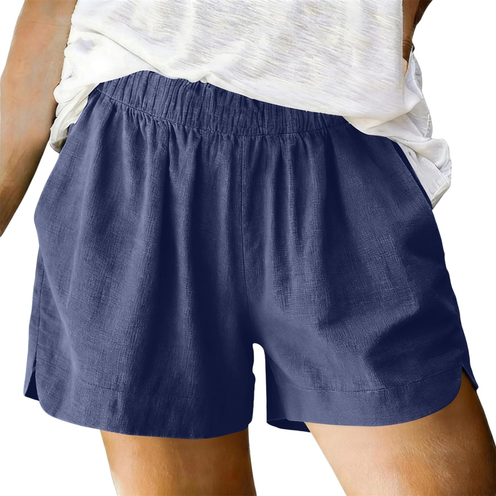Generisch Pantaloncini da donna invernali, eleganti, casual, con elastico in vita, cotone, taglie forti, vacanze al mare, abbigliamento estivo alla moda 2025