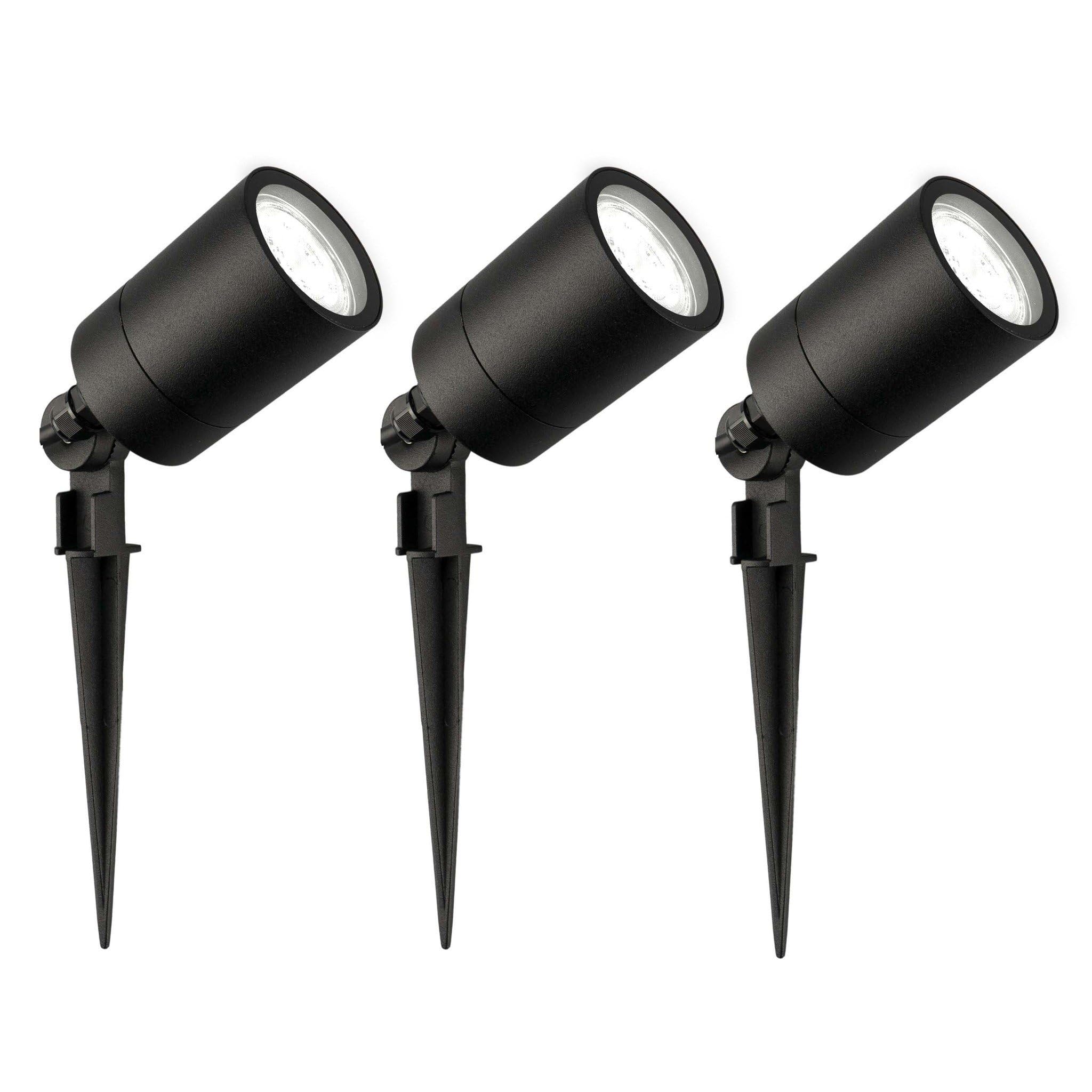 Ledvion - 3X LED Spike Spotlights, 6500K, Black, 5W, IP65, Incl. Quick Connector