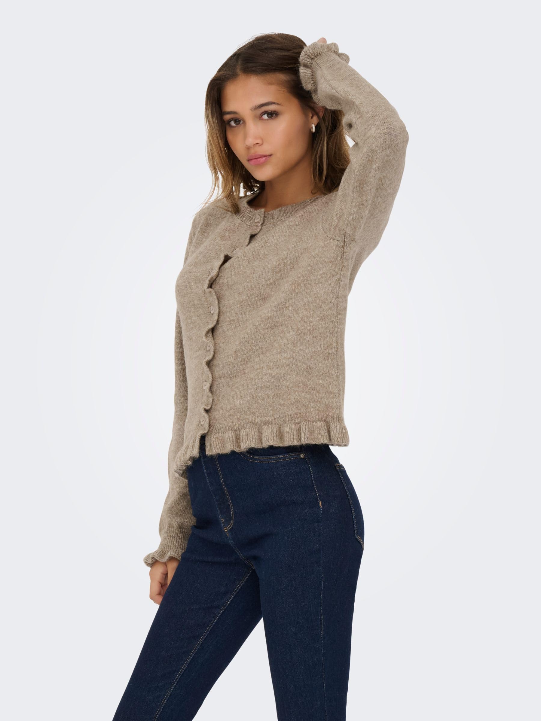JDY Damen Jdyletty L/S On Frill Cardigan KNT Noos Jdyletty L/S On Frill Cardigan KNT Noos (1er Pack) | Cardigan