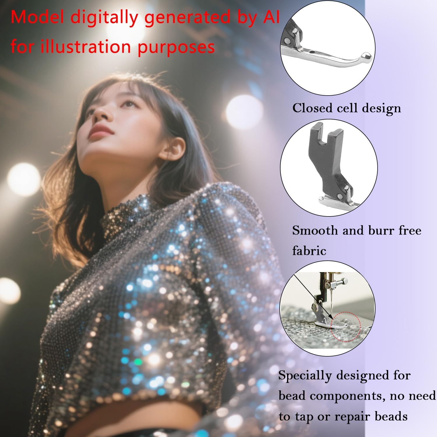 P369 New Bead Sequin Special Presser Foot,Wedding Dress Presser Foot,Sewing Machine Accessories (with Beads)