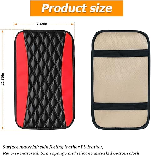 Miniatura 2 de Almohadilla para consola central de automóvil, funda universal impermeable para caja de asiento, 12.6 x 7.5 pulgadas, piel sintética, protector de
